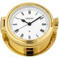 WEMPE Porthole Clock 140mm Ø (REGATTA Series) Porthole clock gold plated with Roman numerals on white clock face