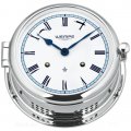  Bell clock chrome plated with white clock face and blue frame