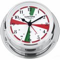 WEMPE Yacht Clock 110mm Ø with alarm function/radio sectors (SKIFF Series) Yacht clock chrome plated