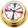 WEMPE Yacht Clock 110mm Ø with alarm function/radio sectors (SKIFF Series) Yacht clock brass