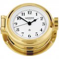 WEMPE Porthole Clock 120mm Ø (NAUTICAL Series) Porthole clock brass with Arabic numerals on white clock face