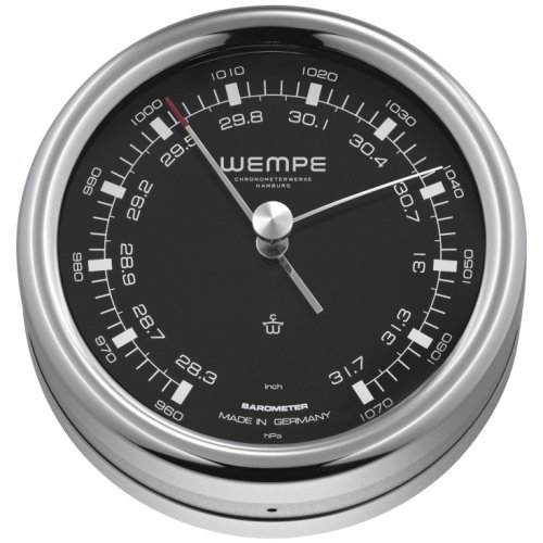 Wempe Chronometer Edelstahl Barometer Pilot III Ø100mm Druckmesser Schweremesser 