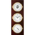  Quartz clock with barometer and thermometer/hygrometer in mahogany wood