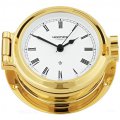  Porthole clock brass with Roman numerals on white clock face