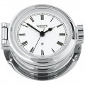  Porthole clock chrome plated with Roman numerals on white clock face
