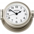 Porthole clock nickel plated with Arabic numerals on white clock face