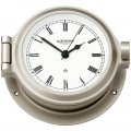  Porthole clock nickel plated with Roman numerals on white clock face